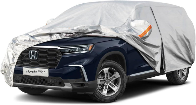 6 Layers SUV Car Cover Custom Fit for Honda Pilot (2008-2025) Waterproof All Weather for Automobiles, Outdoor Full Cover Rain Sun UV Protection.Silver
