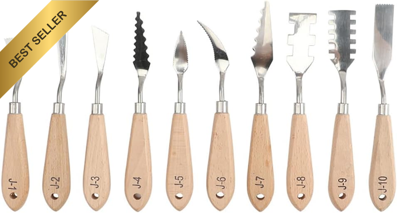 10 Pcs Oil Painting Knives Scrapers Color Palette Knife Tools for Wooden Irregul