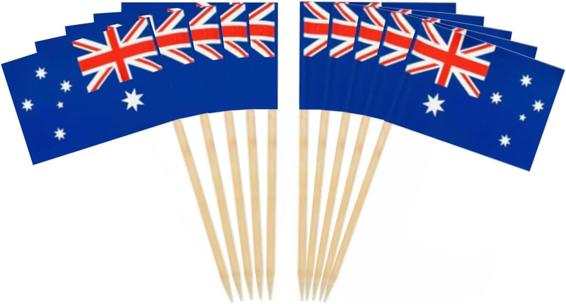 CYPS 100 Pcs Australia Flag Australian Toothpick Flags, Small Mini Stick Cupcake