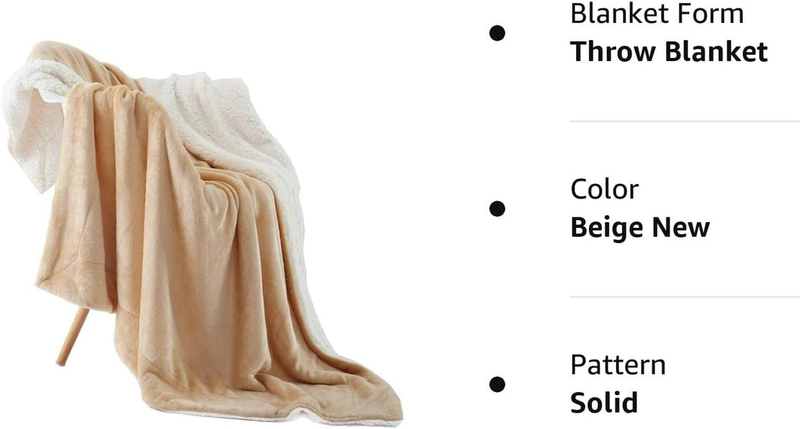 Throw Blanket Reversible Sherpa Flannel Blanket Super Soft Fuzzy Plush