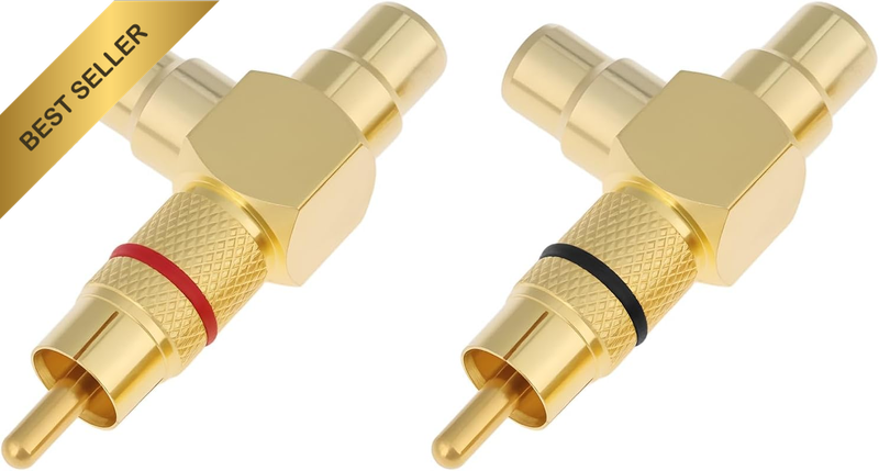2Pcs Y-Type 1 Male to 2 Female RCA Audio Adapter Compatible with Computer CD Pla