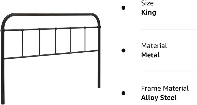Serena Rustic Farmhouse Style Steel Metal King Headboard Size in Brown