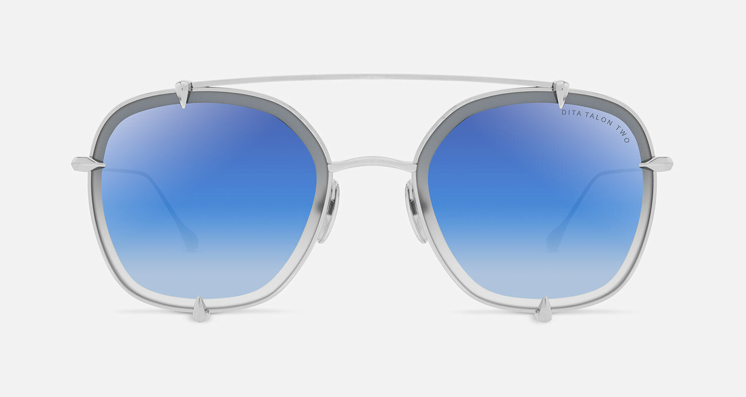 Pre-owned Dita Talon-two Silver/soft Blue Dark Grey Shaded Mirror (a-slv) Sunglasses