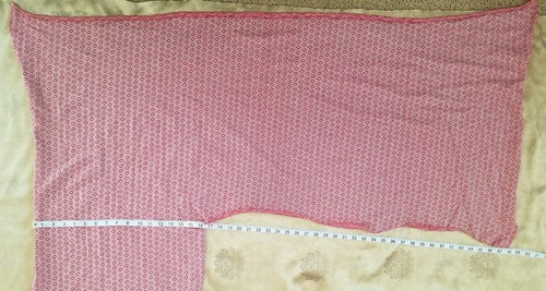 Vintage Red Polyester Fabric Striped Pattern Floral Salvage Material Sewing A37