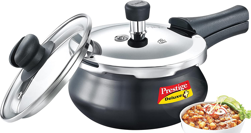 Prestige Deluxe Duo plus Pressure Cooker, 2 Litre, Black