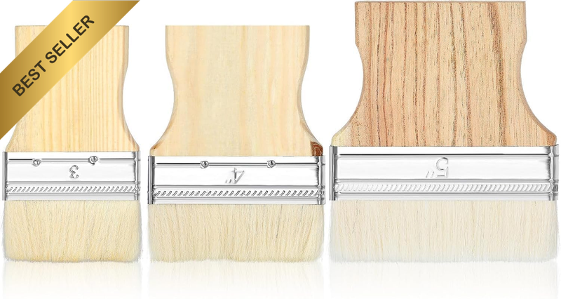 3 Pcs Flat Paddle Paint Brush Set,Wide Large Paint Brush 3/4/5 Inch with Poplar