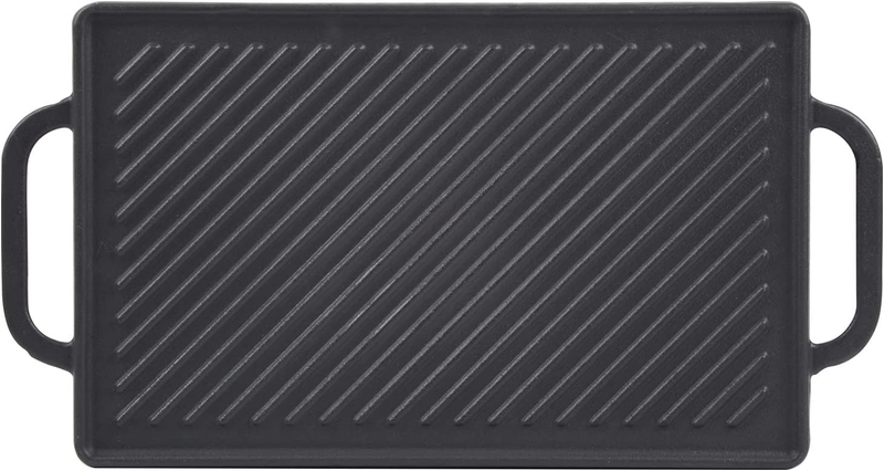 Cast Iron Reversible Grill Griddle, Double Sided for Gas Grills and Stove Tops