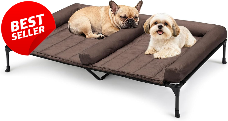 49x33 Raised Dog Bed Cooling Mesh Double Medium Dogs Brown - US