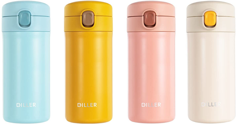 Travel Coffee Mug, Mini Insulated Water Bottle 14 Oz or 10 Oz with Spout Lid, Le