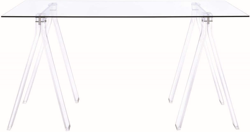 Amaturo Writing Desk with Glass Top Clear