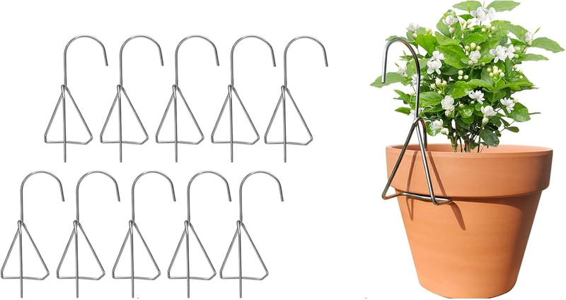 10 Pack Flower Pot Holders, Clay Pot Hooks, Rustproof Iron Plant Hangers for Han