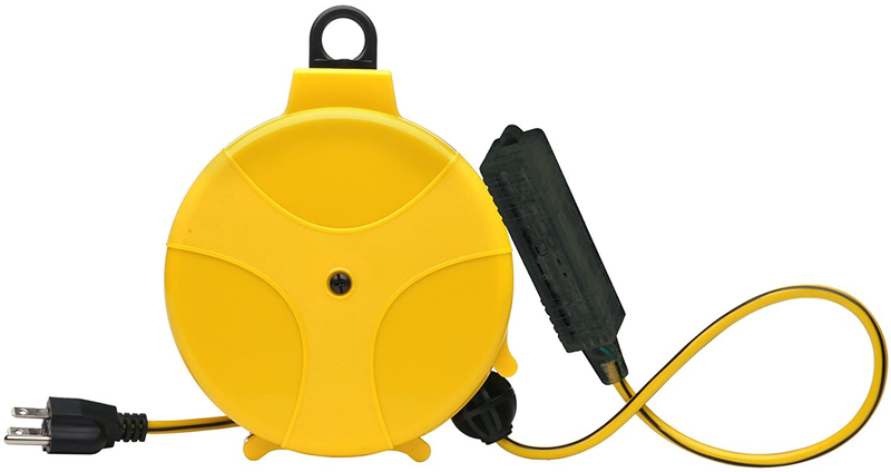 Retractable Extension Cord Reel Wheel Electric Power With Outlets Heavy Duty