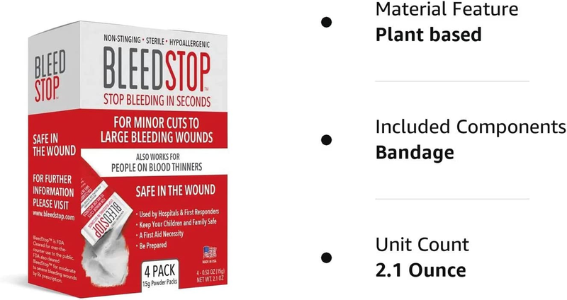 Bleedstop™ First Aid Powder for Blood Clotting, Trauma Kit, Blood Thinner Patien