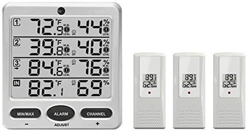 WS-10 Wireless Indoor/Outdoor 8-Channel Thermo-Hygrometer with Three Remote Sens