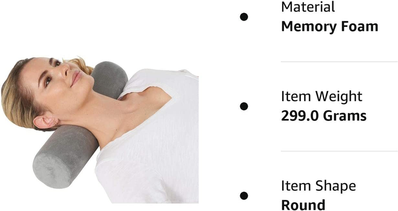 Allsett Health Cervical Neck Roll Memory Foam Pillow, Bolster Pillow, round Neck