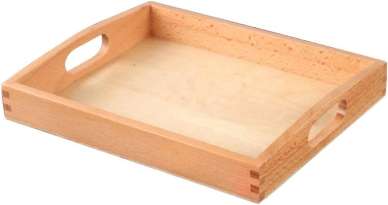 Rectangular Wooden Tray - Multi-Use Storage Tray with Handle for Tea, Food, Makeup Items & Sundries - Size S, Paintable