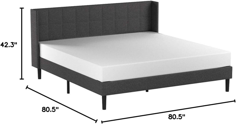 Dori Upholstered Platform Bed Frame with Wingback Headboard, Mattress Foundation