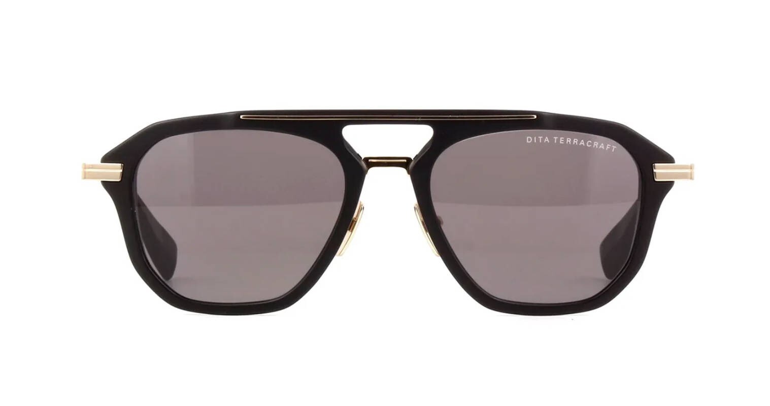 Pre-owned Dita Terracraft Matte Black And White Gold/grey Smoke (01) Sunglasses In Gray