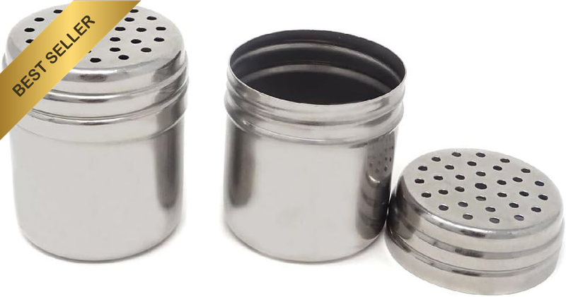 2PCS Stainless Steel Dredge Salt Sugar Spice Pepper Shaker Seasoning Cans (Style