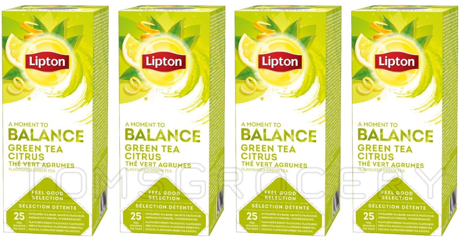 4 LIPTON BALANCE GREEN TEA CITRUS Flavor Tea Boxes (100