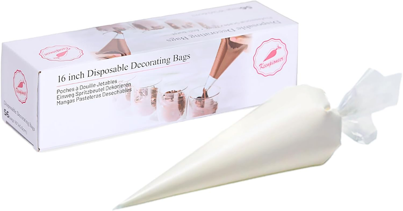 Piping Bag - Disposable Cake Decorating Bag, Pastry Bag 56 Count, 16 Inch, Clear