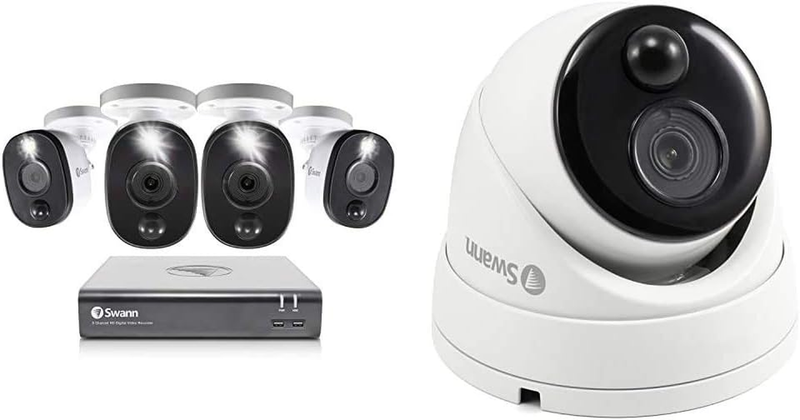 8 Channel 4 Camera Security System, Wired Surveillance 1080P
