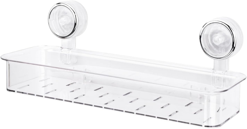 Suction Cup Shower Caddy, Large Bathroom Organizer, Transparent | No Drill, Wall