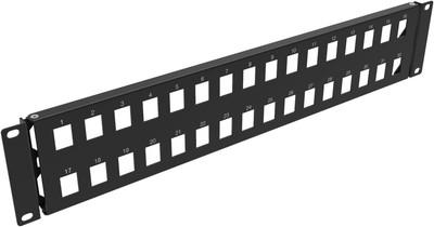2U Metal Hinged 32-Port Blank Keystone Patch Panel for 19'' Rack Mount (2U32Holes