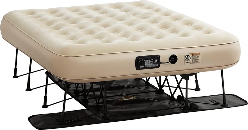 EZ Bed Queen Self-Inflating Air Mattress with Built-In Frame, Pump and Wheeled C