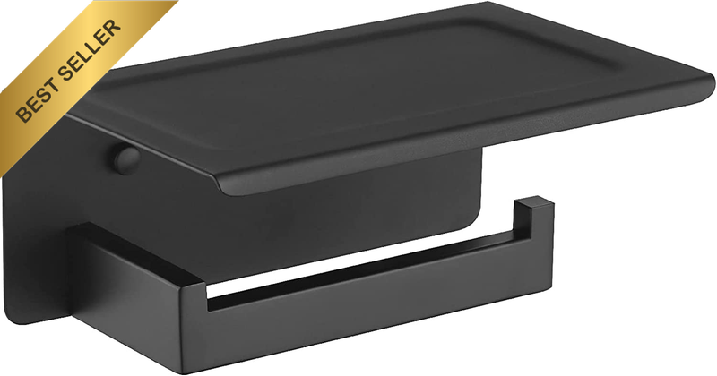 Extra-Large Toilet Paper Holder with Phone Shelf, Wall Mounted 304 Stainless Ste