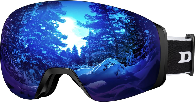 Ski Goggles Magnetic Lens - Frameless, UV Protection anti Fog OTG Snow/Snowboard