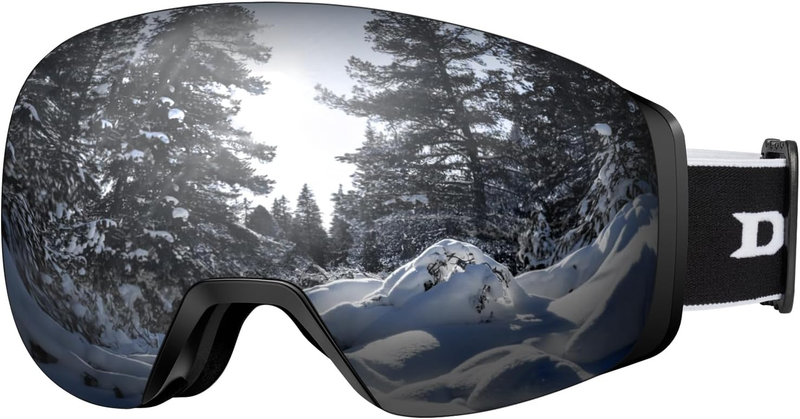 Ski Goggles Magnetic Lens - Frameless, UV Protection anti Fog OTG Snow/Snowboard