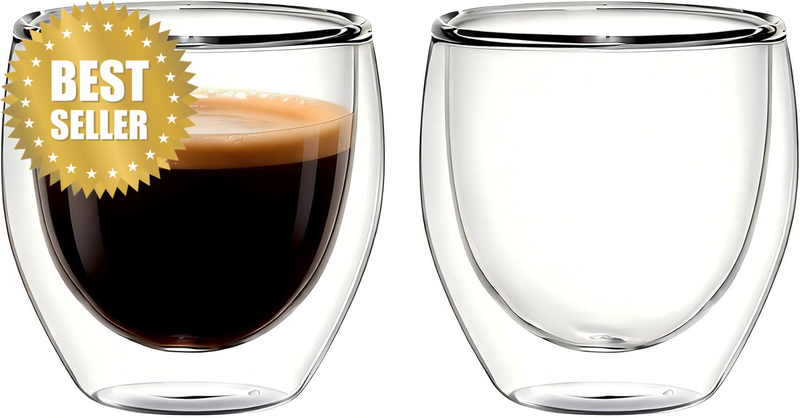 Double Walled Espresso Cups, 150Ml Clear Expresso Mugs, Small Insulated Espresso