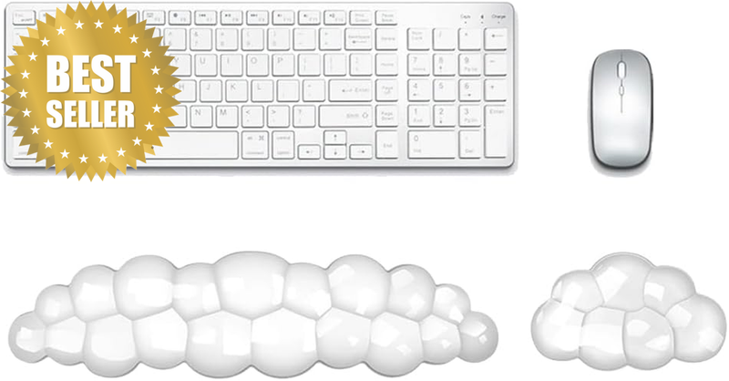 Silicone Gel Wrist Rest Keyboard & Mouse Pad – Cloud-Shaped Ergonomic Desk Set,