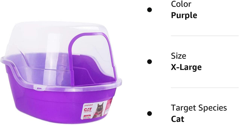 Covered Litter Box, Jumbo Hooded Cat Litter Box Holds up to Two Small Cats Simul