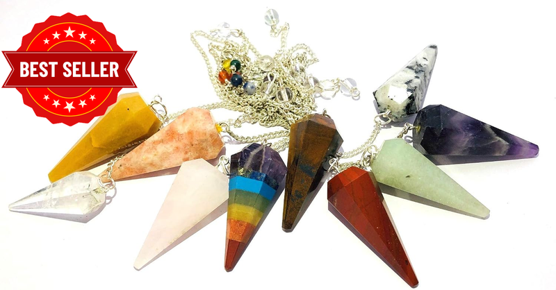 Ten Gemstone Cone Pendulums Reiki Gift Wellness Energy Dowsing Metaphysical Crys