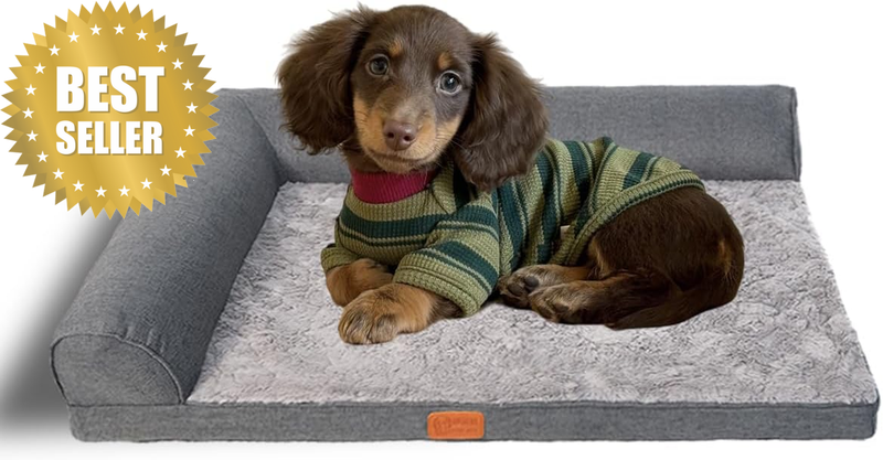 Orthopedic Dog Beds for Small Medium Dogs, Non-Slip & Waterproof Bottom and Memo