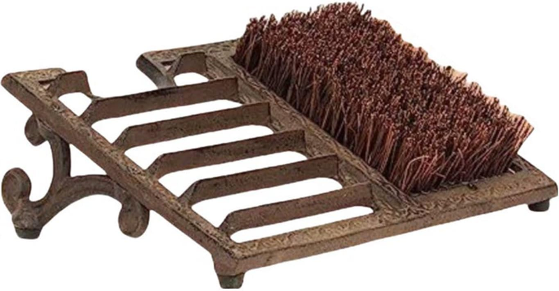 Cast Iron Boot Brush Scraper, Heavy Duty Boot Scrubber with Angled Design, Vinta