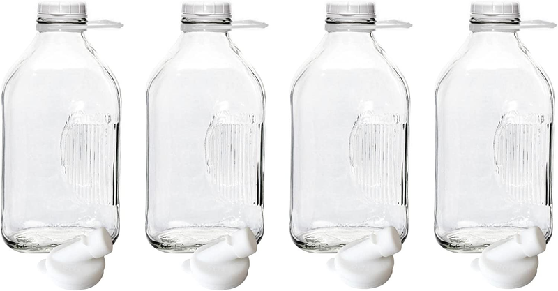 - Jugs With Lids, Silicone Pour Spouts - Clear Milk Con