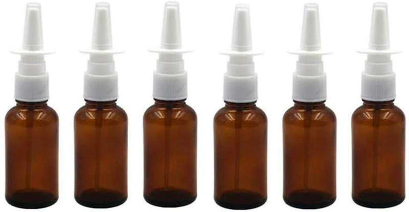 6PCS 30Ml/1Oz Empty Refillable Glass Nasal Spray Bottle Nose Sprayer Fine Mist S