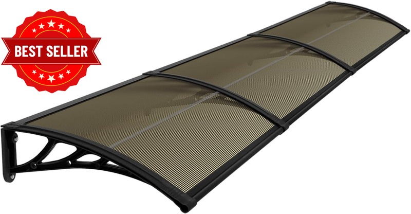 1M X 3M Brown Window Canopy Awning, Window Door Awning for Rain, Heavy Duty Wind