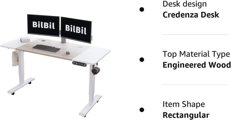 55 X 24 Inches Height Adjustable Electric Standing Desk, Smart Home Office Sit S