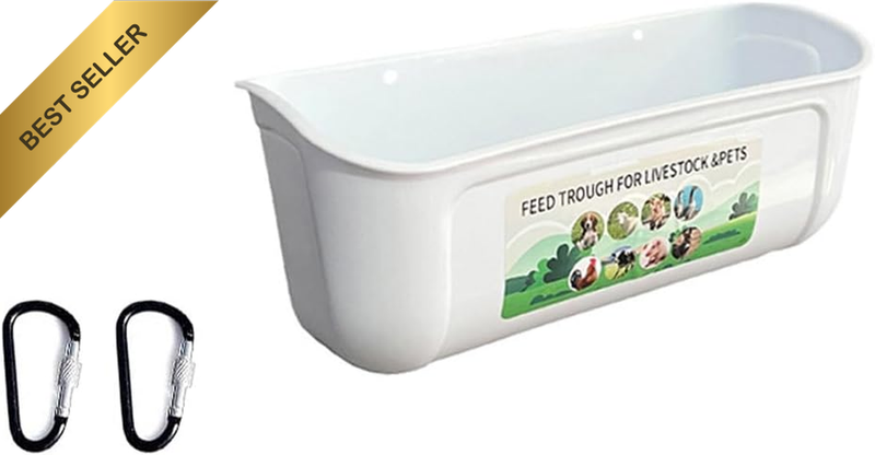 Large Hanging Fence Feed Trough for Chicken Duck Goose Goat, Outdoor Livestock F