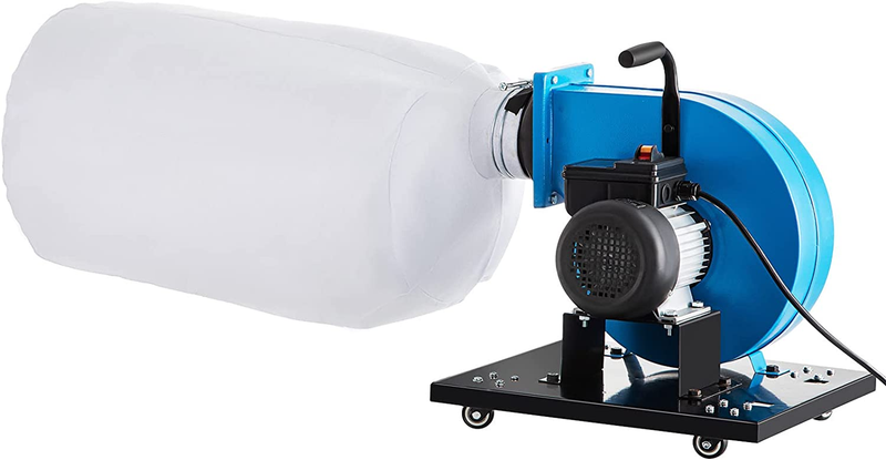 Potable 15-Gallon Bag Dust Collector, 30 Micron Bag Filtration 1HP Dust Collecto