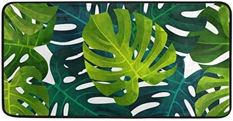 Kitchen Rugs Green Tropical Design Non-Slip Soft Kitchen Mats Bath Rug Runner Do
