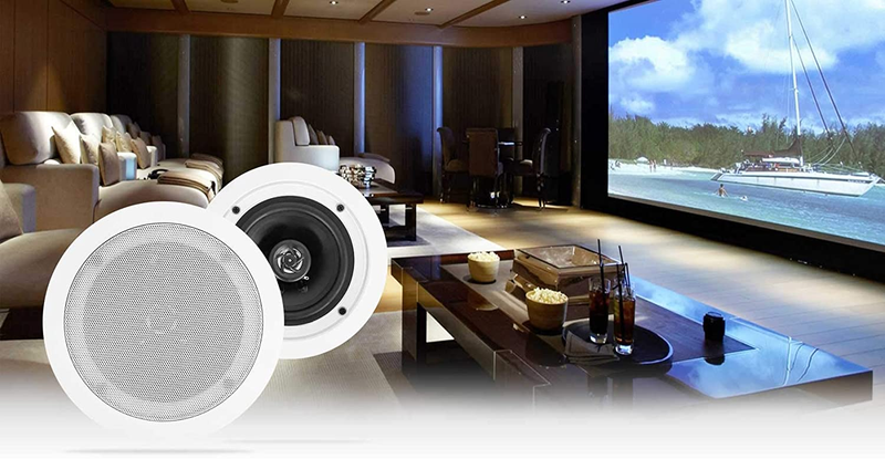 Pair HC55 White 5.25" 300 Watt In-Ceiling Home Theater Speak