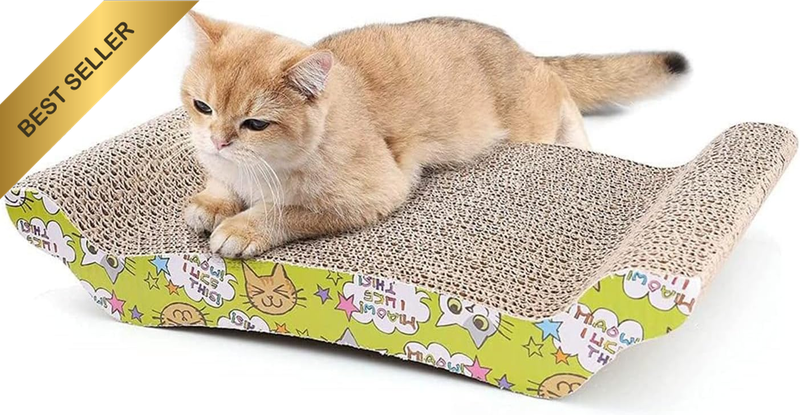 Cat Scratching Board 1 Pack with Catnip, 43Cm × 21Cm Cartoon Cat Scratcher Cardb