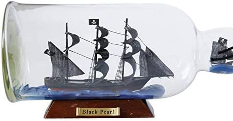 Black Pearl Model Ship in a Glass Bottle 11" - Famous Pirate Ship - Boat Model