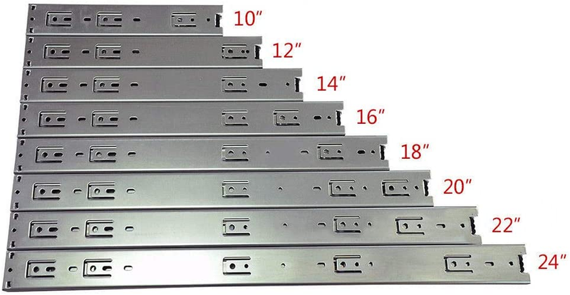 10 Pack  3-Section 100 LB Capacity Full Extension Ball Bearing Side Mount Drawer