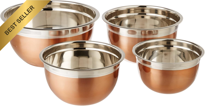 Copper Tone Stainless Steel Mixing Bowls (Set of 4)